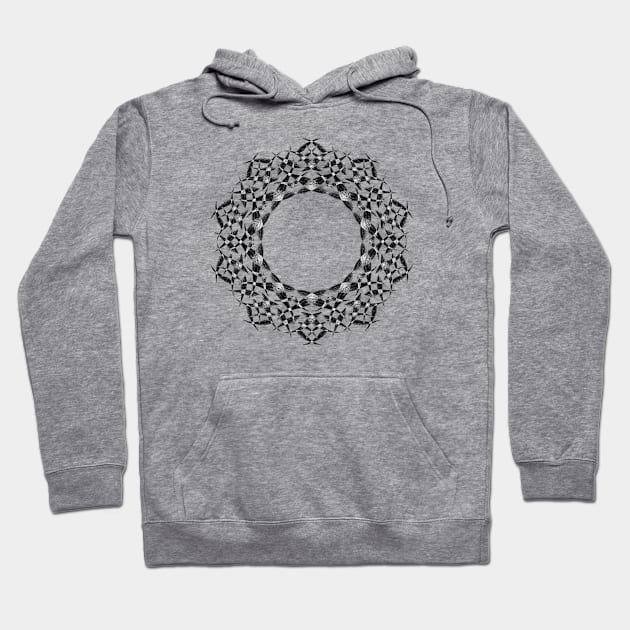 Mandala Flurry Black Hoodie by Designs by Steve